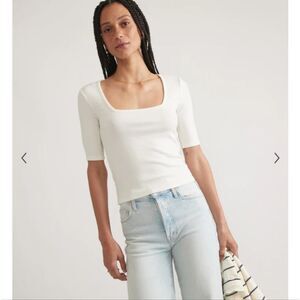 Marine Layer Lexi Rib Square Neck Top Size Large
